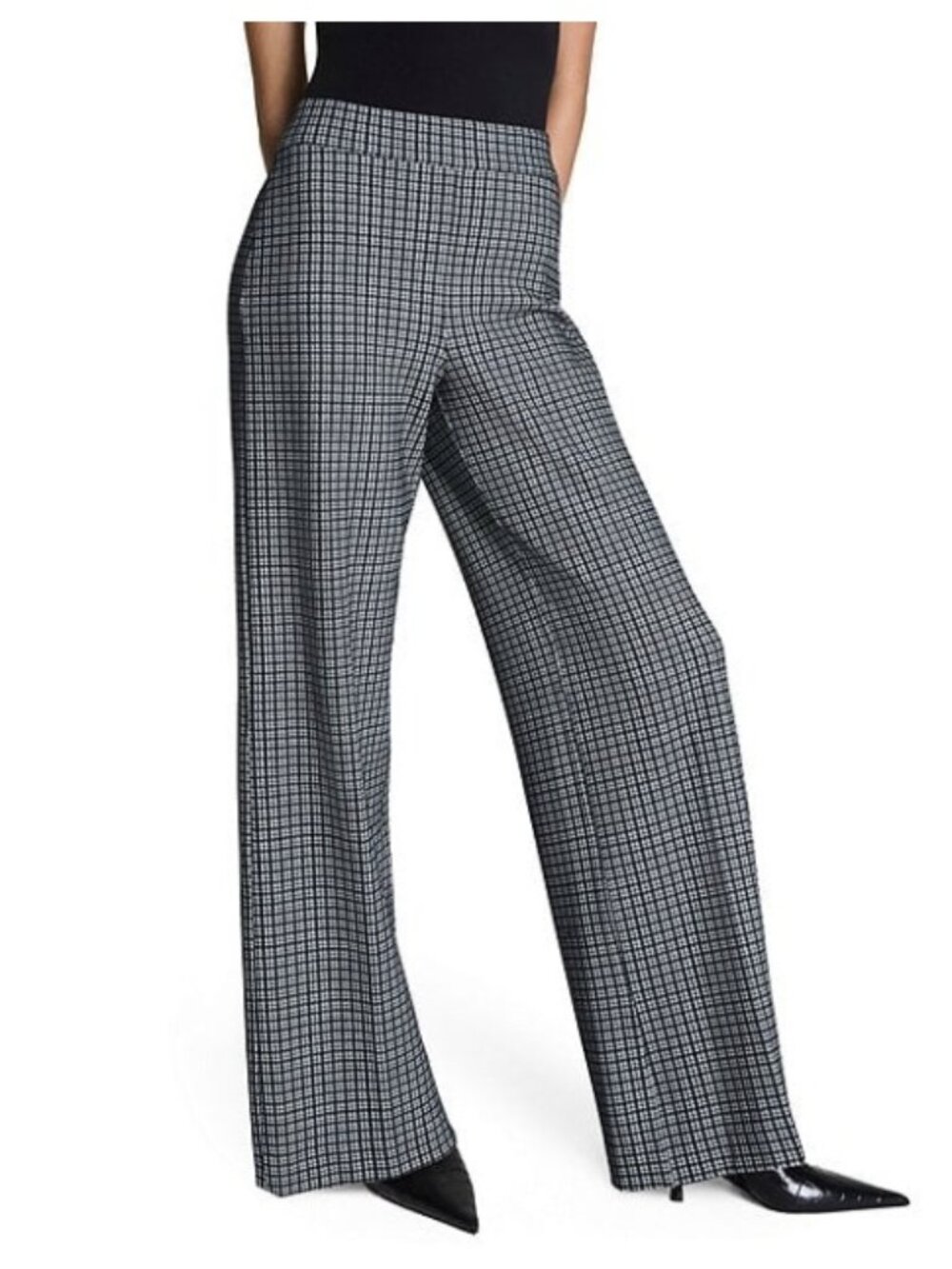 NWT Spanx Ponte Wide Leg Pant, Black & White Houndstooth | XS